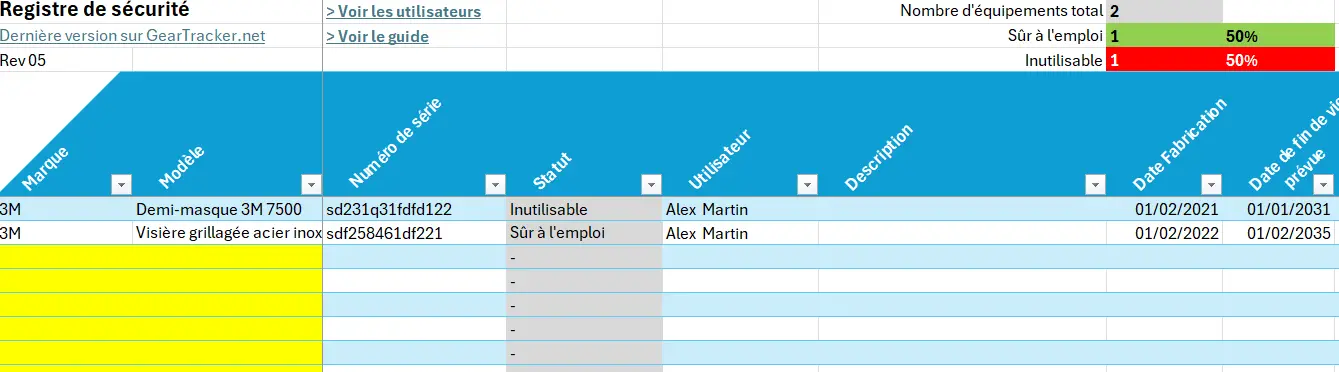 Gérez votre registre des EPI avec Excel (téléchargement gratuit)