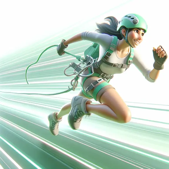 Young woman running fast to represent the time saved with the software