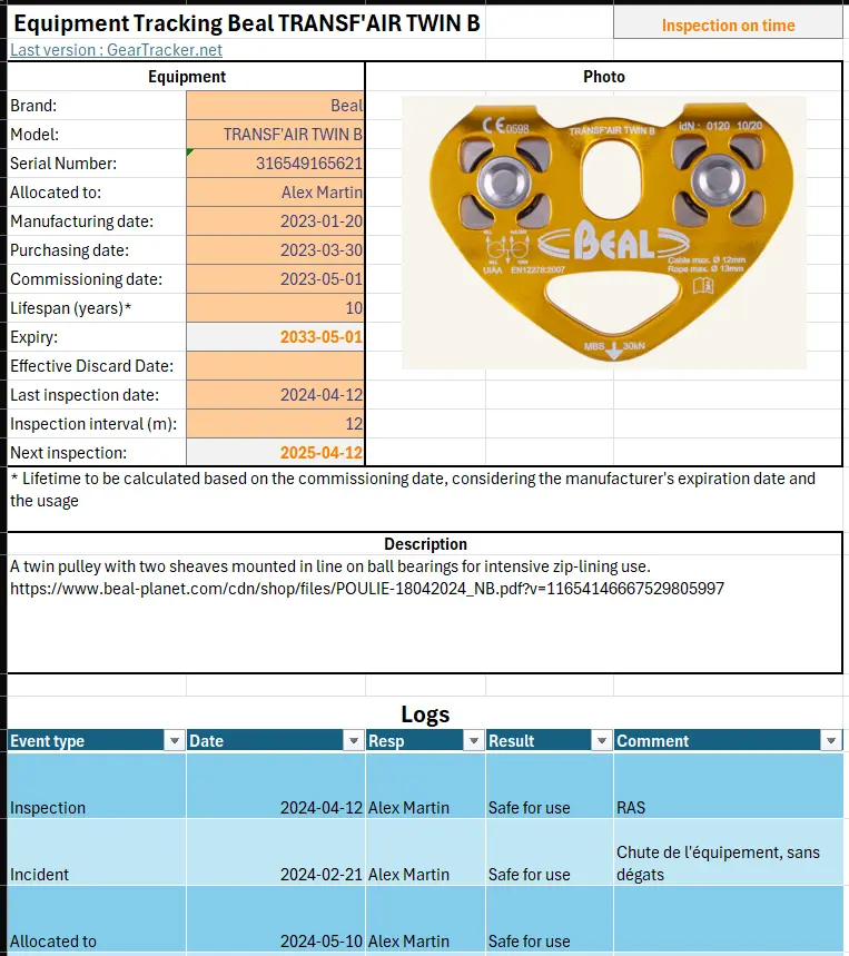 Preview of the Excel file