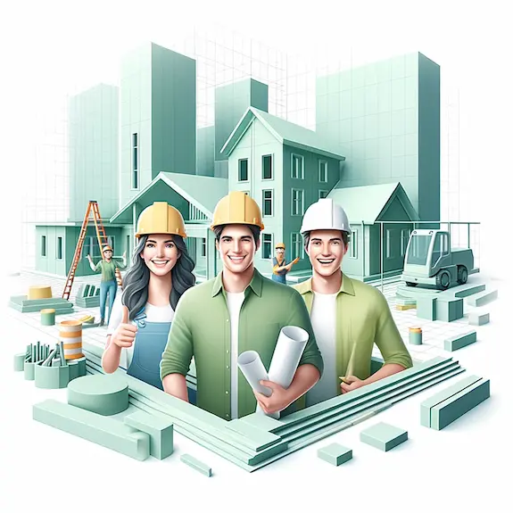 Illustration of PPE on a construction site