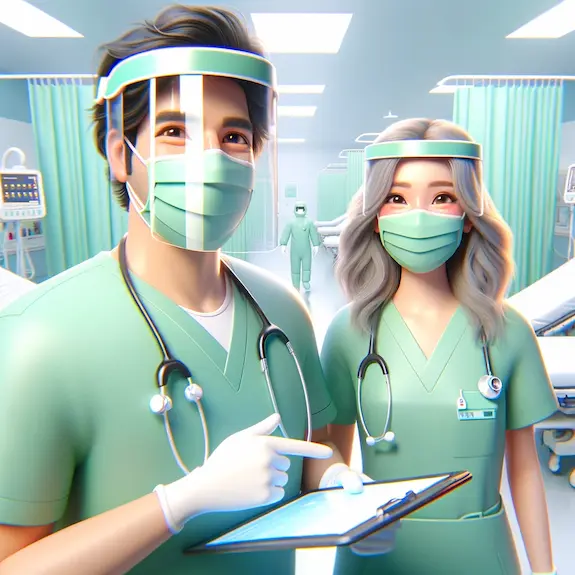 Illustration of PPE in a hospital