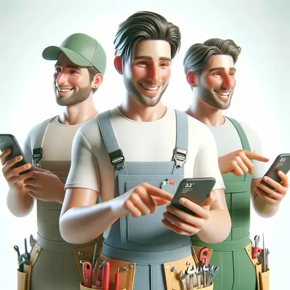Trois utilisateurs d'EPI qui se synchronisent grâce à leurs téléphones