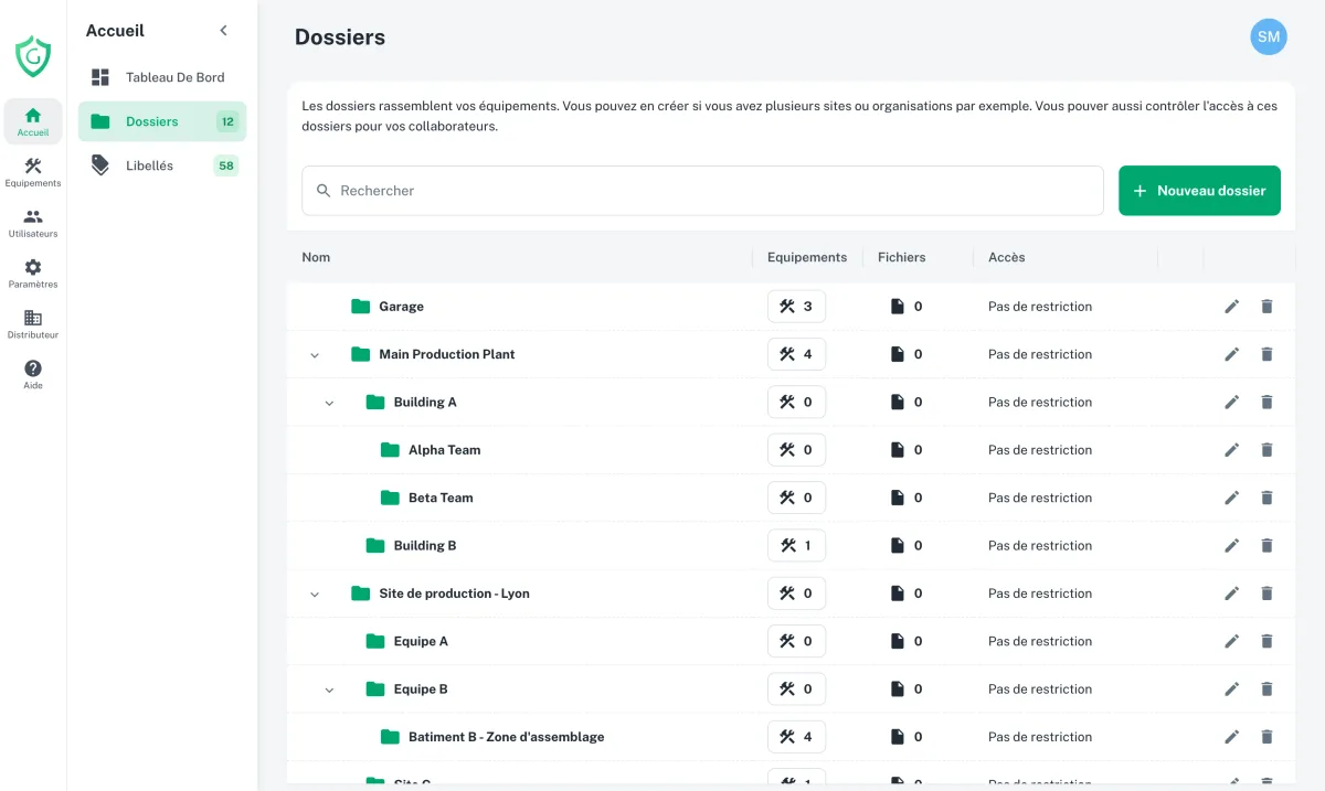 Nested folders